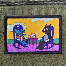 Itchy & Scratchy Moral Pattch 2x3 Tactical Military Army USA Flag Hook & Loop picture