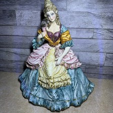 Vtg Capodimonte Italy 15” Large Lady Figurine Crinoline Dress Fan Putti GREAT picture