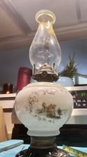 Antique handpainted, Oil Lamp picture