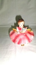 VTG 1960'S RUBENS PINK PANTALOON BIRTHDAY GIRL W GOLD SHOES TRIM CERAMIC PLANTER picture