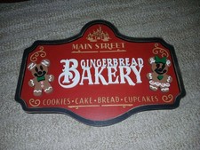 Disney Gingerbread Bakery Mickey & Minnie Main Street Wooden Sign Plaque picture