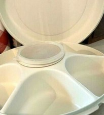 TUPPERWARE NEW VINTAGE Divided Vegetable Fruit Chip and Dip Tray w Cover  picture