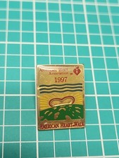 Vtg AHA 1997 American Heart Walk Gold Tone Lapel Pin picture