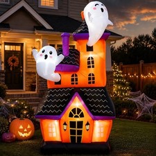 6 FT Halloween Inflatable Haunted House with 2 Cute Ghosts picture