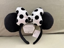 Disney Parks White Black Polka Dot Minnie Mouse Ears Headband NEW picture