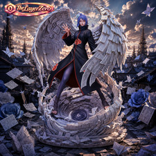 Original Blue-Haired Paper-Wing Fantasy Figure | Hand-Painted Anime Statue picture