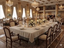 Luxury 100% Linen Oversized Tablecloth 86x118 Heavy Gray Border Embroidery Italy picture