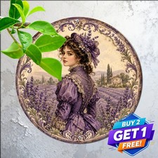 Victorian Lavender Ladies Portrait Portrait Round Art Metal Sign picture
