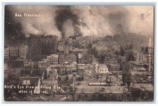 1909 Bird's Eye View Of Frisco Fire When Started Quake San Francisco CA Postcard picture