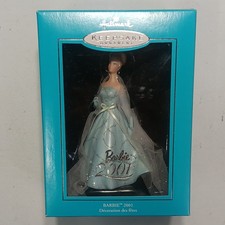2001 Porcelain Barbie Blue Gown Hallmark Club Keepsake Exclusive Ornament picture