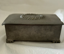 1931 Swedish Grace Art Deco Pewter Trinket Cigarette Box GAB Sweden Wood picture