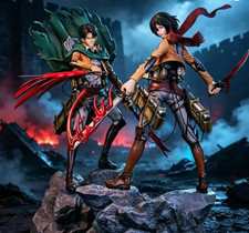 Attack On Titan Gk Statue Levi Ackerman Mikasa Ackerman Battle Damaged Version picture