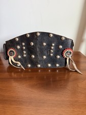 Vintage 30s 40s Harley Davidson Kidney Motorcycle Belt Studded Leather Biker USA picture