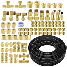 111 PCS Brass DOT Air Line Fittings with 100FT 1/4