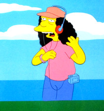1992 SIMPSONS OTTO FOX ORIGINAL PRODUCTION CEL Bart bus driver walkman headphone picture