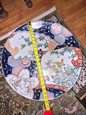 Large Japanese Porcelain Charger Plate Bird & Floral Design Approx 23 in picture
