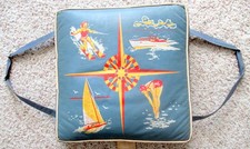 Vintage 1960s Tapatco Water Ski Boating Diving Vinyl Boat Seat Cushion VGC picture