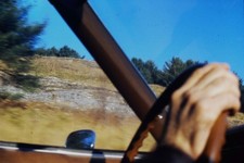 c1970's Ektachrome 35mm Slide, Driving View, Rural Landscape, Car Interior picture