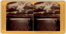MINNESOTA STEREOVIEW - Moonlight over Lake Pepin - HH Bennett 1880s picture