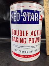 10 Lb RED STAR BAKING POWDER CAN UNIVERSAL FOODS MILWAUKEE WISCONSIN 1960’s wi picture
