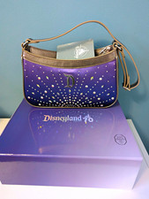 Disneyland 70th Swarovski Crystal Studded Small Shoulder Bag Purse Purple/Silver picture