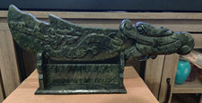 Nephrite Jade Dragon Carved Chinese Sword And Stand picture