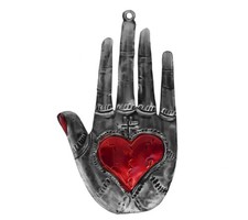 Sacred Milagro Heart in Hand Hamsa Ornament Mexican Folk Art Heart within a Hand picture