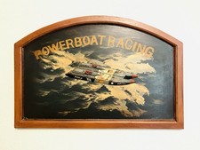 Vintage Hand Painted Wood Offshore Catamaran Powerboat Racing Shop Sign picture