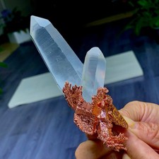 159G Rare iridescent Natural Copper + white quartz crystal mineral-symbiosis picture