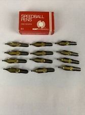 Vintage HUNT SPEEDBALL PENS B-3 Round Calligraphy Pen Ink Nibs Box of 12 picture