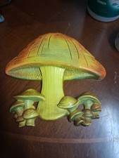 Vintage 1970s 70s Mushroom Ceramic Wall Plaque Hippie Boho Universal Stat Corp picture