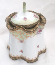 Victoria Carlsbad Austria Porcelain Jar Vintage Lidded Dish Floral picture
