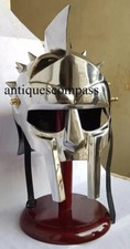 Medieval Maximus Gladiator Helmet With Wooden Stand Wearable Metal Designed Gift picture