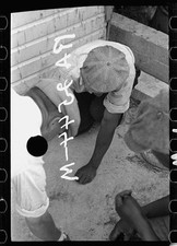 Photo:1930s Men Playing Marbles Street Scene Black and White Photograph picture