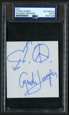 Cyndi Lauper signed autograph 3.5x3.5 Cut Singer Actress RC PSA Slabbed picture