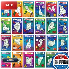 Postcard Fair U.S. State Map Postcard Set - 50 Cards, Made in USA picture