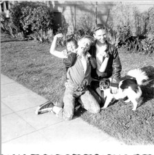Three Young Boys Outside Being Silly B+W Found Photo V2743 picture