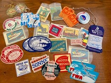 Vintage Travel Luggage Labels & Tags Lot,  Mid Century Travel Paper Collection picture