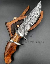 CUSTOM HANDMADE DAMASCUS STEEL HUNTING KNIFE WOOD HANDLE &SHEATH | USA TAX PAID picture