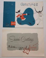 2 Vtg 1950s Monsanto Texas Div Christmas Cards Mid-century Style Large 6