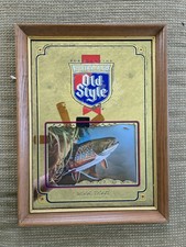 Vintage Heilemans Old Style Brook Trout Wildlife Beer Mirror Sign 1992 USA Bar picture