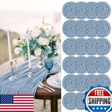Lykoow 24 Packs Dusty Blue Cheesecloth Table Runner, 10 Ft Rustic Gauze Boho picture