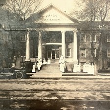 Antique Photograph On Board Burnett Sanitarium Hospital Nurse Car Fresno CA picture