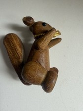 Vintage Zoo-Line Wood Squirrel Articulated Figurine MCM Japan Original Label picture