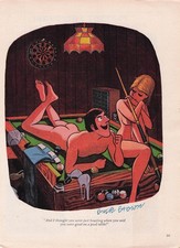 Vintage Cartoon Art funny humor sexy woman pool billiards bar long legs snooker picture