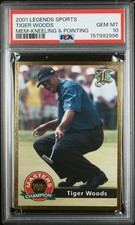 2001 LEGENDS SPORTS MEMORABILIA KNEELING & POINTING TIGER WOODS PSA 10 picture