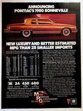 1980 Pontiac Bonneville Vintage Magazine Print Ad Luxury GM Car 1970s 1980s picture