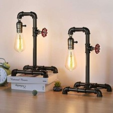2 Pack Industrial Table Lamp Retro Steampunk Water Pipe Lamp for Coffee Bedroom picture