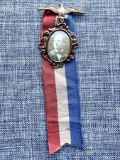 1896 William Jennings Bryan Photo Brass Shell And Eagle W/R-W-B Ribbon picture