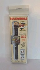 Vtg Bullwinkle Flip It Watch LCD Quartz Novelty Character In Box Jay Ward Rare picture